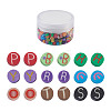 Handmade Polymer Clay Flat Round with Capital Letter Beads CLAY-CW0001-01-1