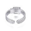 Non-Tarnish 304 Stainless Steel Belt Buckle Shape Cuff Ring RJEW-T023-59P-2