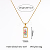 Flower Printed 304 Stainless Steel Geometric Pendant Necklaces for Women WG37CA3-04-2