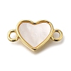 Brass Pave Shell Heart Connector Charms KK-R002-28G-1