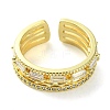 Clear Cubic Zirconia Rectangle Open Cuff Ring RJEW-K243-03G-4
