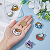 HOBBIESAY 6Pcs 6 Style Cat with Cup Enamel Pin JEWB-HY0001-25-3