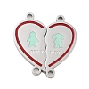 Valentine's Day 304 Stainless Steel FireBrick Enamel Only You Love Heart Connector Charms STAS-Z078-13P-1