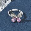 Brass & Cubic Zirconia Finger Rings CU-CBA7E55-10P-2