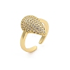 Rack Plating Brass Micro Pave Clear Cubic Zirconia Open Cuff Finger Rings for Women RJEW-M028-101G-5