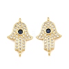 Brass Micro Pave Marine Blue Cubic Zirconia Connector Charms CU-CBAB719-07G-E-1