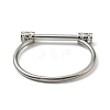 304 Stainless Steel D Shape Bar Screw Bangle with Cubic Zirconia STAS-E057-01P-1