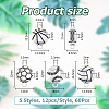 60Pcs 5 Styles Tibetan Style Zinc Alloy Sport Ball Connector Charms FIND-HS0001-38-2