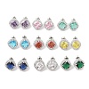 Brass Pave Cubic Zirconia Square Stud Earrings for Women EJEW-I304-21P-1