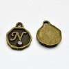 Antique Bronze Plated Alloy Rhinestone Charms ALRI-J152-N-NF-1