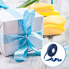 100 Yards Star Print Polyester Grosgrain Ribbon OCOR-WH0088-76-5