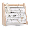 Wood & PU Leather Slant Back Ring Organizer Display Stands RDIS-WH0001-40-1