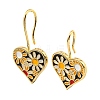Rack Plating Brass Heart with Flower Dangle Earrings with Enamel KK-C026-11G-1