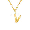 Personalized Stainless Steel Textured Alphabet Initial Pendant Necklaces for Women Men RF0956-22-1