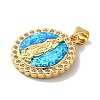 Rack Plating Brass Micro Pave Cubic Zirconia with Synthetic Opal Pendants KK-D088-13G-3