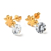 Clear Cubic Zirconia Flower Dangle Stud Earrings EJEW-G292-11G-2