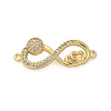 Brass Micro Pave Clear Cubic Zirconia Heart Infinity Connector Charms KK-M319-10G-1