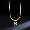316 Surgical Stainless Steel Initial Pendant Flat Snake Chain Necklaces for Women WGC1053-18-1