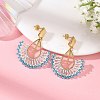 304 Stainless Steel with Glass Seed Beads Hoop Dangle Earrings EJEW-MZ00824-7