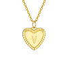 Golden Tone Brass Cable Chain Letter Heart Pendant Necklaces for Women PW-WG67FD6-22-1