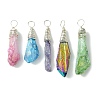 5Pcs Electroplated Natural Quartz Pendants PALLOY-JF03162-1