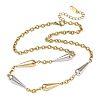 Two Tone 304 Stainless Steel Long Teardrop Link Chain Necklaces for Women NJEW-A074-08GP-4