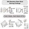 SUNNYCLUE 80Pcs 4 Styles Rhombus & Flat Round & Donut Stainless Steel Stud Earring Findings STAS-SC0006-59-2