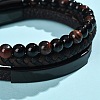 Natural Tiger Eye & Glass Round Beaded Bracelets BJEW-G732-02B-4