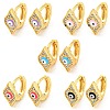 Rhombus with Evil Eye Real 18K Gold Plated Brass Hoop Earrings EJEW-L269-070G-1