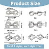 6Pcs 3 Styles Rack Plating Brass Micro Pave Clear Cubic Zirconia Fold Over Clasps KK-HS0001-02P-2