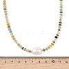 Natural Baroque Keshi Pearl & Dyed Natural White Jade Rondelle Beaded Necklaces NJEW-JN06269-4