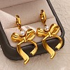 304 Stainless Steel Bowknot Hoop Earrrings EJEW-U065-04G-1