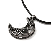 Magnetic Moon & Star with Rhinestone Pendant Necklaces for Girl Women NJEW-B081-01A-7