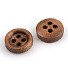 4-Hole Undyed Wood Buttons X-WOOD-S663-01-2