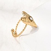 Texture Heart 304 Stainless Steel Rhinestone Cuff Open Finger Rings for Women LS-RJEW-A091-10G-2