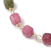 Natural Multicolor Tourmaline Beads Link Chain Bracelets for Women BJEW-JB13238-3
