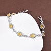 Oval Brass Micro Pave Cubic Zirconia Link Chain Bracelets for Women BJEW-D387-04P-04-3