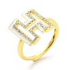 Mixed Color Enamel Initial Letter Adjustable Ring with Clear Cubic Zirconia RJEW-P045-01G-H-4