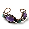 Natural Turquoise & Amethyst Open Cuff Bangle G-D468-07R-2