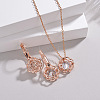 Hollow Rose Metal Cubic Zirconia Pendants Necklaces and Earrings Sets for Women FS-WG5C958-01-5