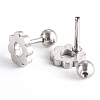 Tarnish Resistant 201 Stainless Steel Flower Barbell Cartilage Earrings LS-EJEW-R147-07-2