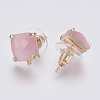 Faceted Glass Stud Earring Findings GLAA-F084-C11-2