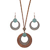 Bohemian Alloy & Wood Pendant Necklaces & Dangle Earrings Sets WG8FC17-03-3