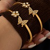 304 Stainless Steel Micro Pave Clear Cubic Zirconia Hinged Bangles for Women SA-C001-05G-1