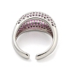 Real Platinum Plated Brass Micro Pave Clear Cubic Zirconia Cuff Rings RJEW-L113-016P-02-3