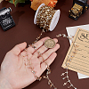 4M Flat Round with Cross Charm Brass Rhinestone Chains DIY-PH0030-93LG-3