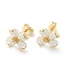 Brass Enamel Stud Earrings EJEW-H125-14A-G-1