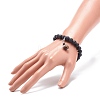 Natural Lava Rock & Gemstone Stretch Bracelet with Alloy Fairy Charms BJEW-JB08730-4