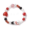 Natural Mixed Gemstone & Lampwork Stretch Bracelet X1-BJEW-TA00259-1