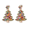Christmas Tree Alloy Colorful Rhinestone Dangle Stud Earrings for Women EJEW-L203-10KCG-1